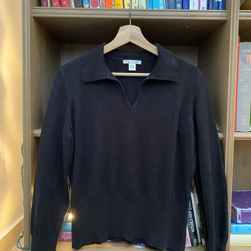 casual corner • black collared sweater